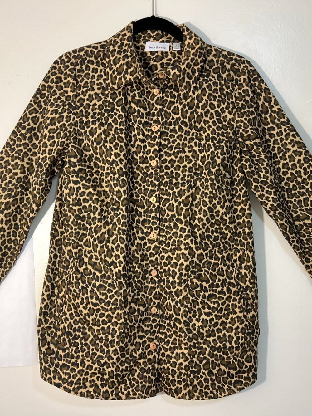 Joan Rivers Size Small Animal Print Long Blouse 3/4 Sleeve - Cheetah Design